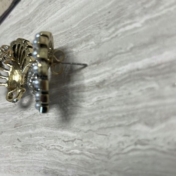 Anthropologie Cosmic Rocker Vintage Rhinestone Pearl Statement Post Earrings - Picture 4 of 9